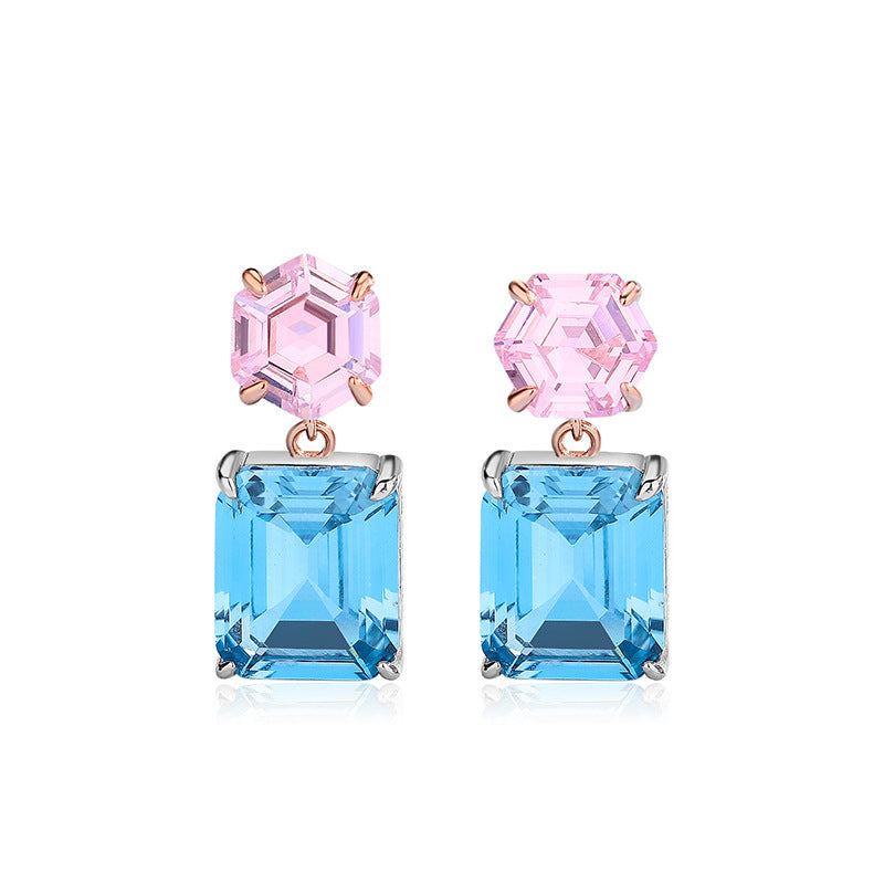 S925 Silver Pagoda Sapphire Earrings