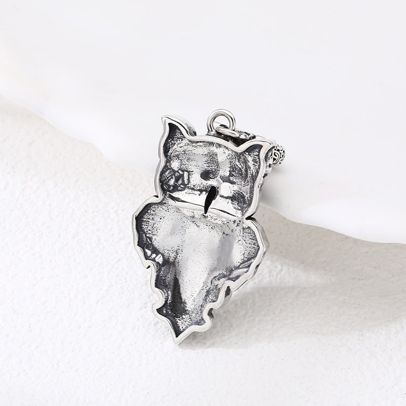 Retro Trendy Retro Style Personality Ornament 925 Sterling Silver Owl Pendant