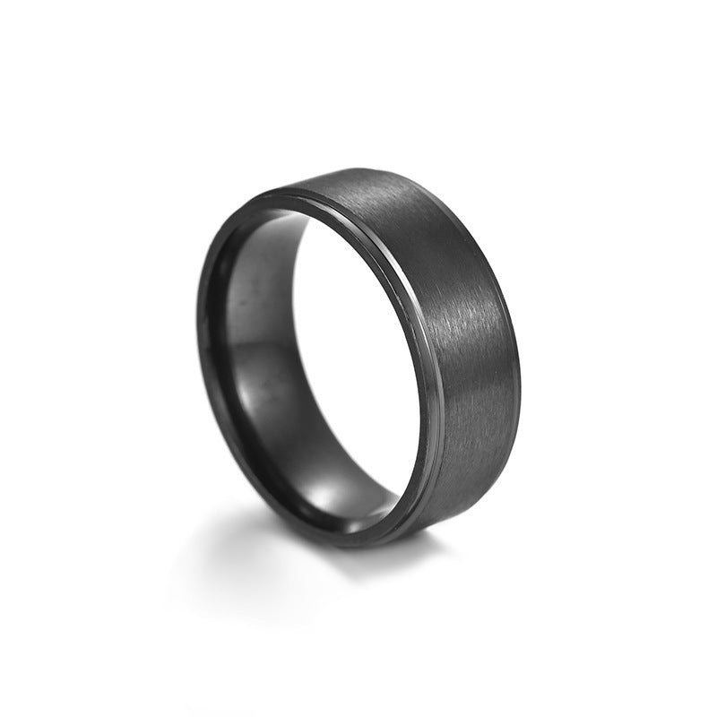Stylish And Minimalist 8mm Matte Brushed Titanium Steel Ring For Men