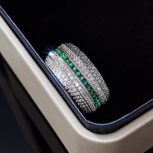 Affordable Luxury Contrasting Colors Zircon Ring For Fashion-Forward Couples With A Unique Refined Vibe