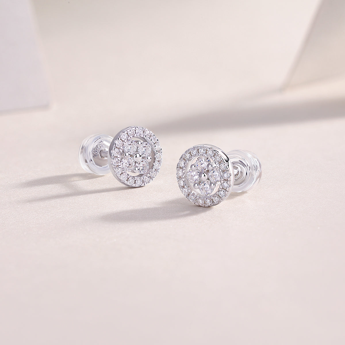 Moonlit Night Silver Osmanthus - Earrings Set With Top-quality Moissanite S925 Silver And Platinum-plated Stud Earrings, A Fashionable And Trendy Accessory, Can Be Tested With A Diamond Pen
