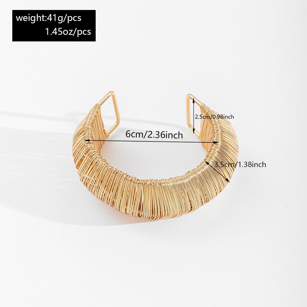Bold Exaggerated C-shaped Alloy Bracelet With A Brushed Finish