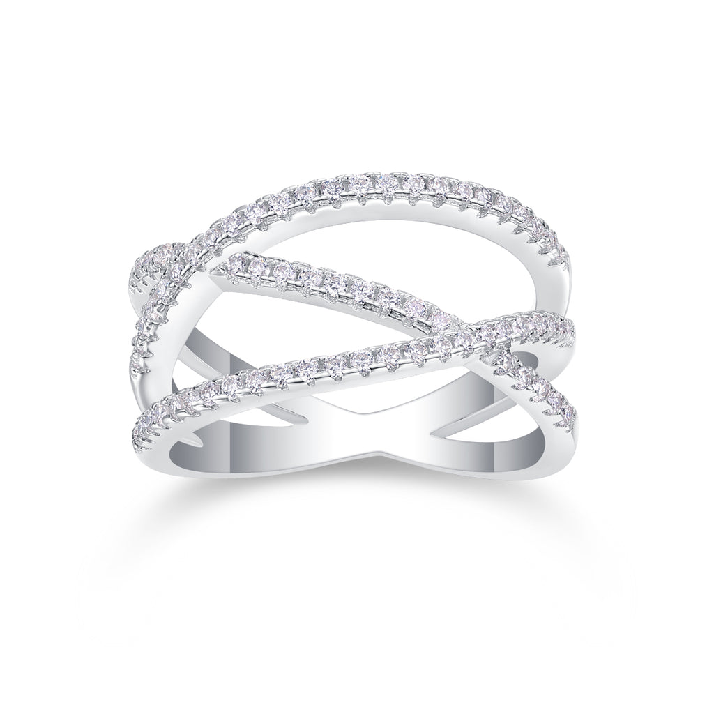 Fate Cross - A Wedding Ring Set With Top-quality Moissanite S925 Silver And Platinum-plated Diamond Can Be Tested With A Diamond Pen