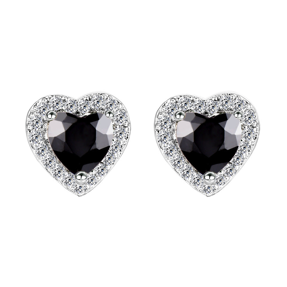 Heart-shaped Zircon Stud Earrings For Women