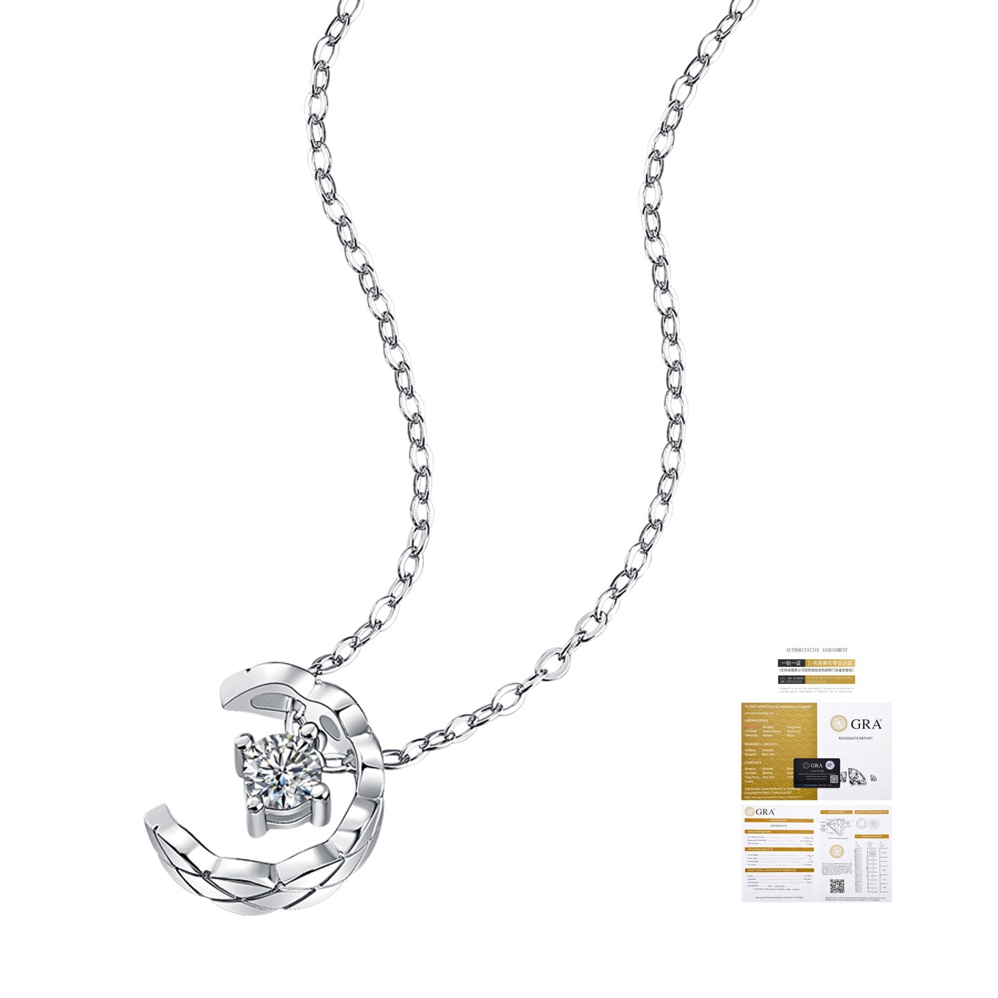Womens Simple Moissanite Inlaid Pendant Necklace