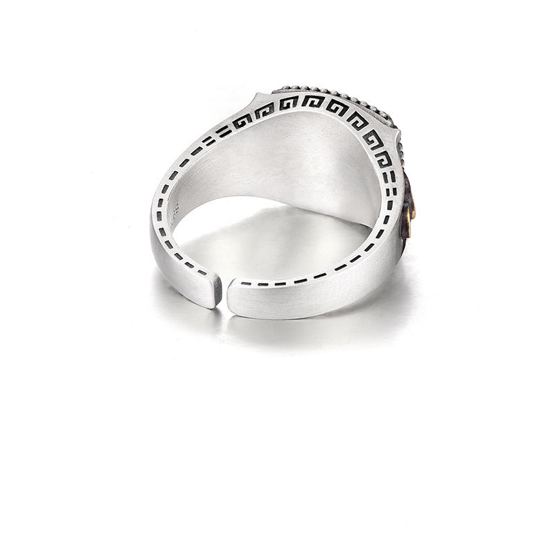 S925 Thai Silver Pi Xiu Ring For Men Vintage Style