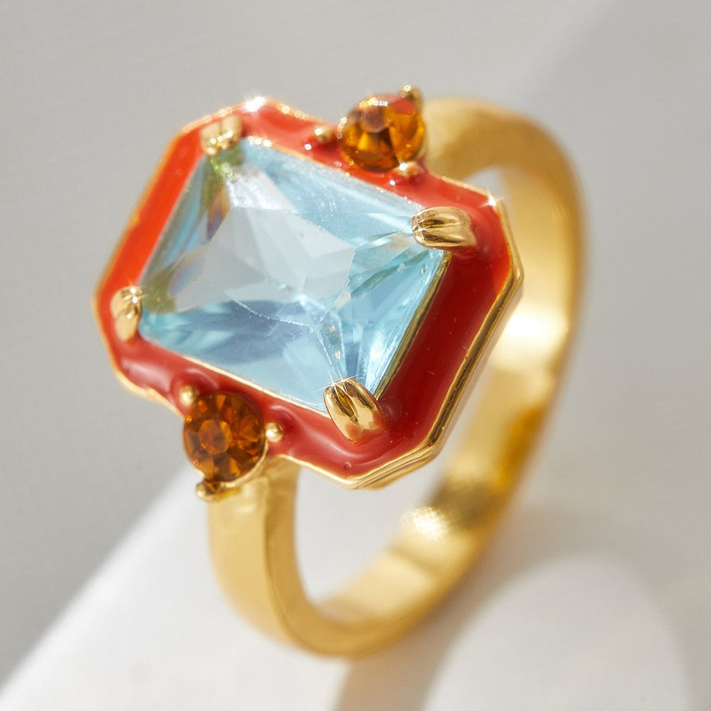 Colorful Zircon Index Finger Ring In A Street-style Hip-hop Vibe