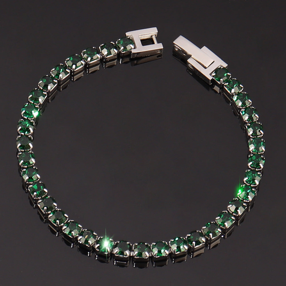 Stainless Steel 4mm Zircon Tennis Bracelet In Multiple Colors