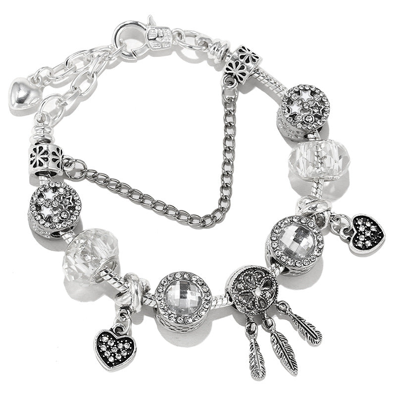 Classic Star And Moon Pendant Bracelet