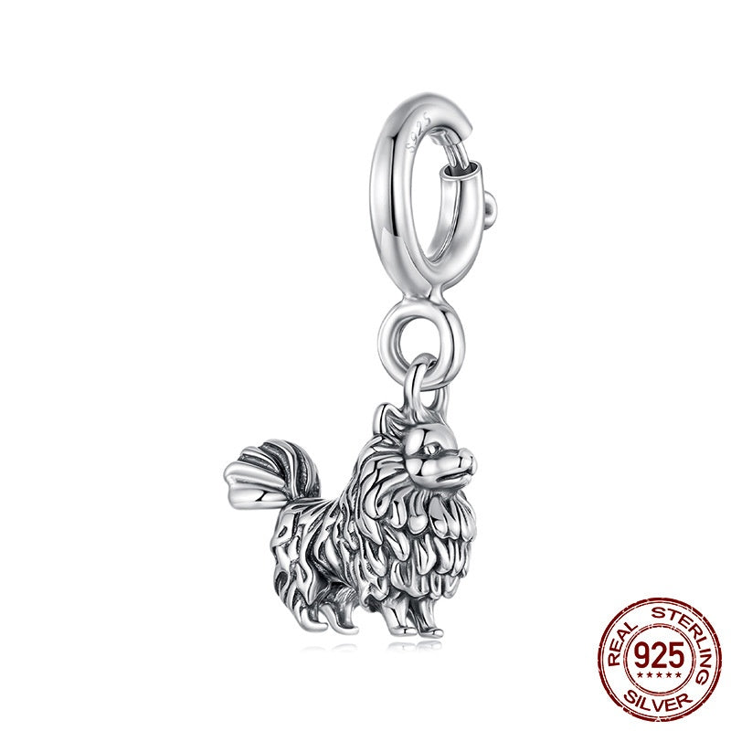 Original S925 Sterling Silver Pomeranian Pendant Closure Buckle