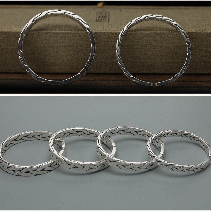 Silver-plated Double-strand Braided Couples Bracelet