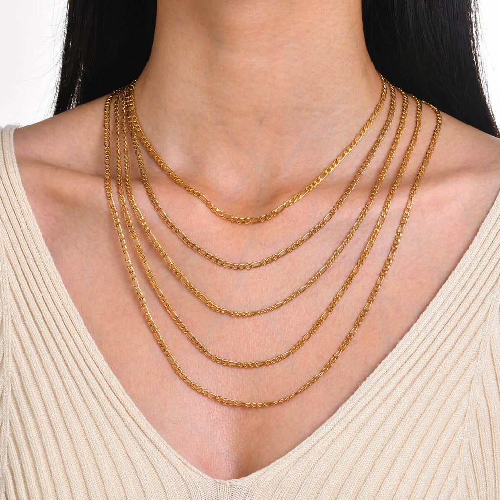 Stainless Steel 13-link Chain Gold Womens Necklace