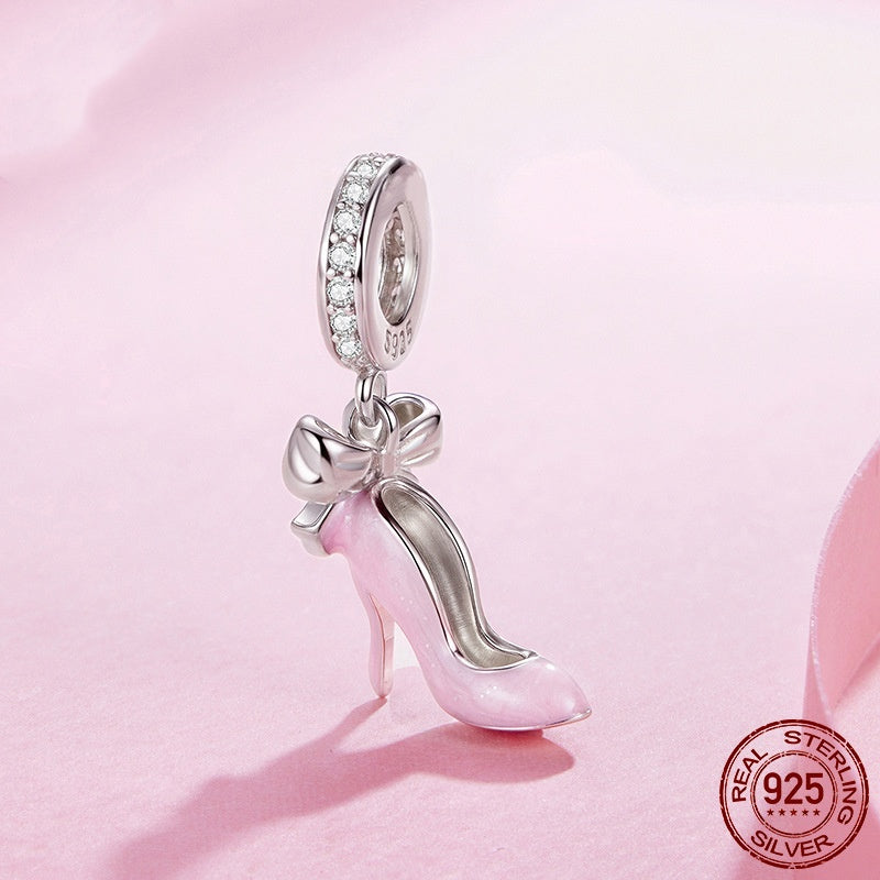 High Heels S925 Sterling Silver Pendant Diy Bracelet String Beads
