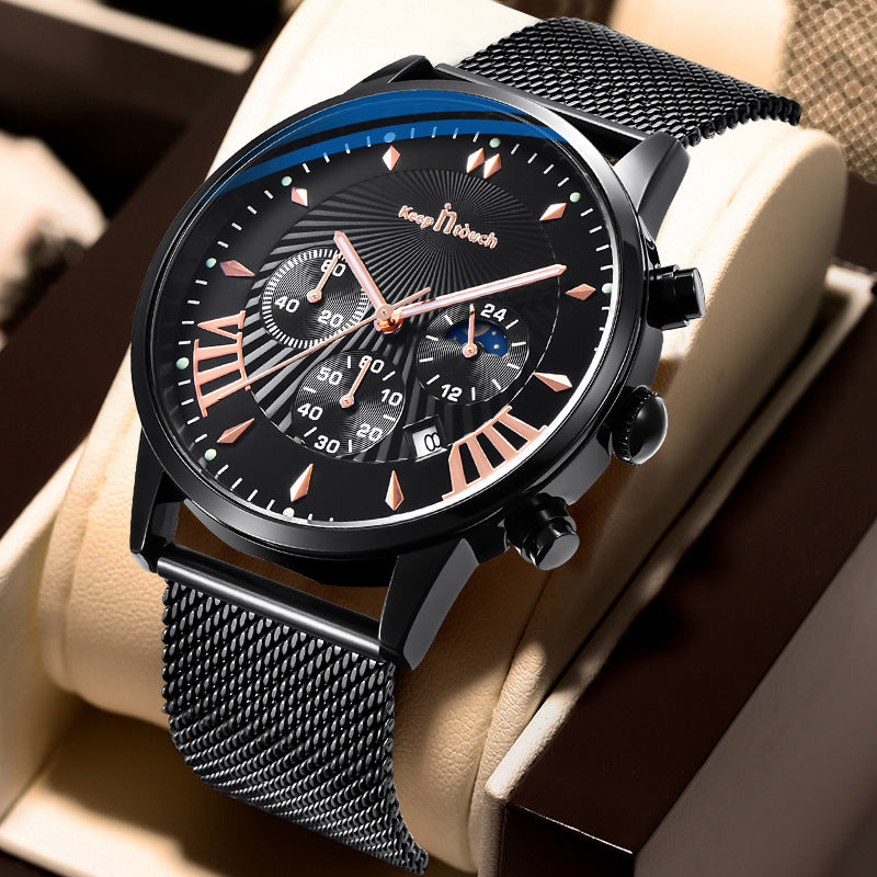 Multifunctional Business Men's Watch Luminous Waterproof Six-pin