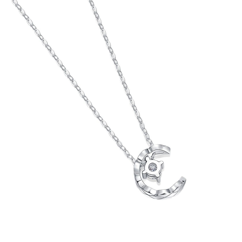 Womens Simple Moissanite Inlaid Pendant Necklace