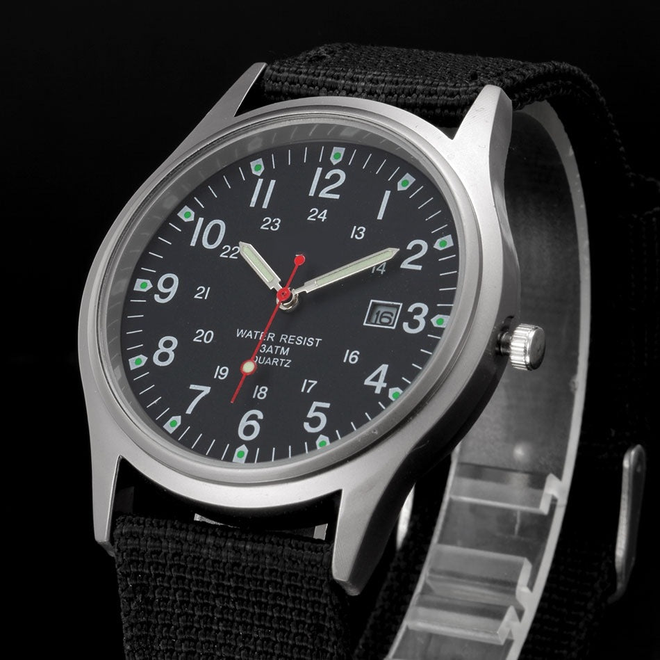 Watches Fabric Band Military Calendar Army Clock