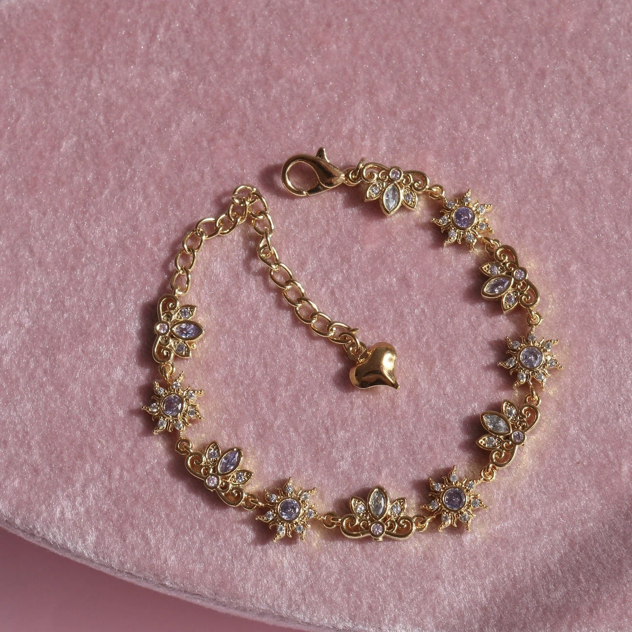 Fresh And Sweet Floral Purple Sunflower Princess-style Niche Bracelet For Women