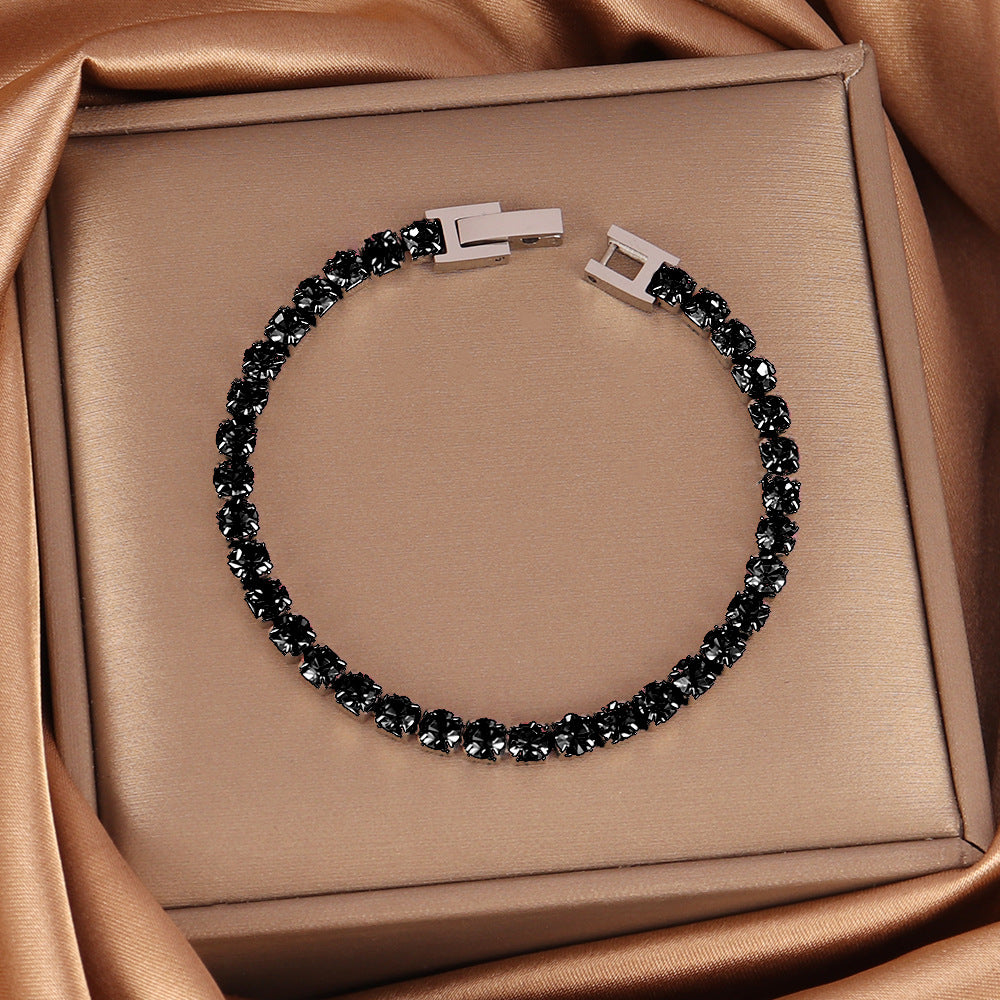 Stainless Steel 4mm Zircon Tennis Bracelet In Multiple Colors