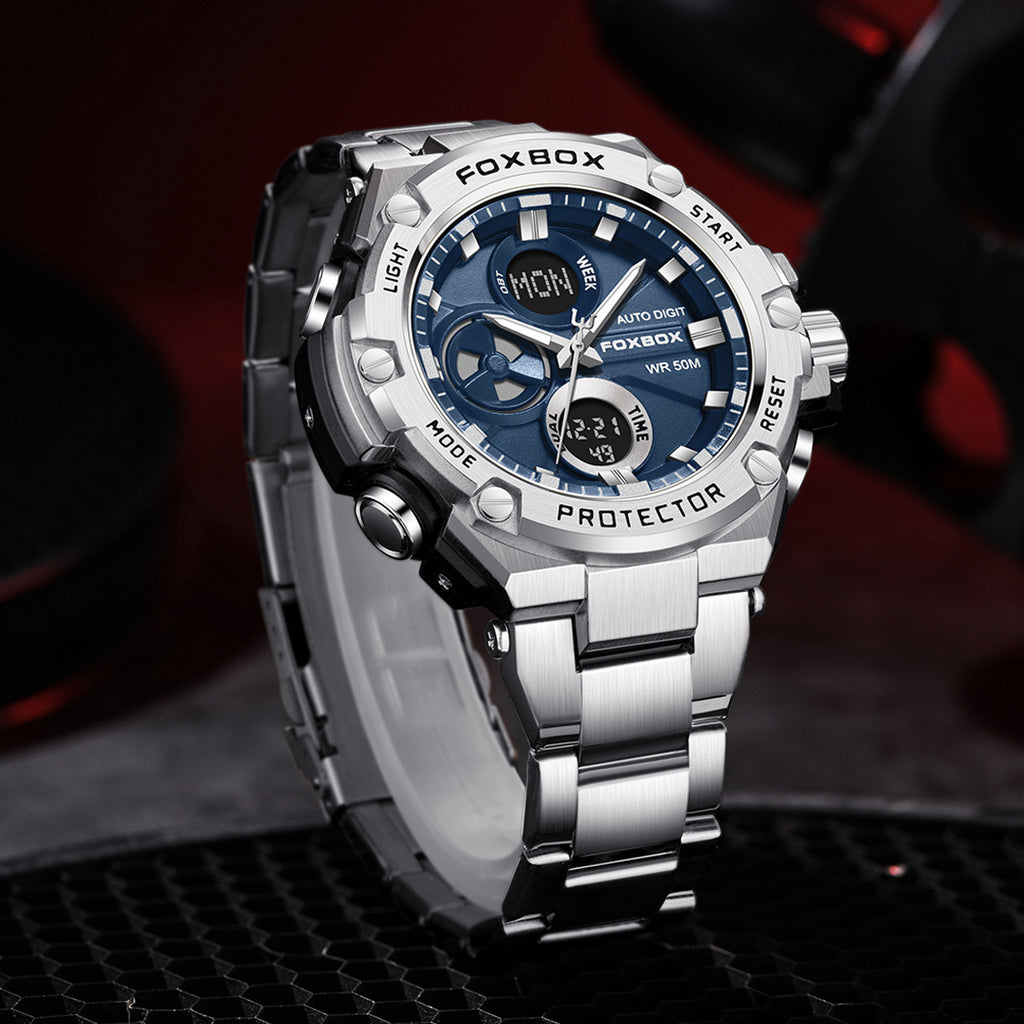 Fashion Double Display Luminous Electronic Watch Sports Quartz Steel Watch