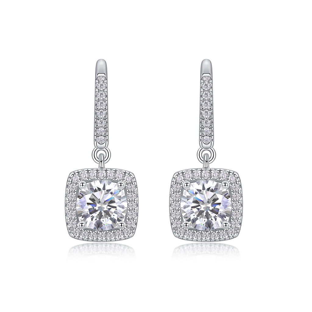 Top-quality Moissanite Luxury And Fashionable Light Luxury Jewelry Silver Stud Earrings S925 Silver Plated Platinum