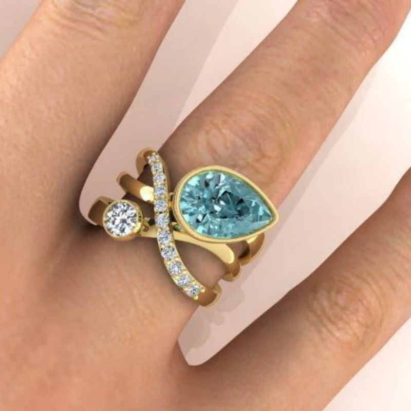 Fashionable Teardrop-shaped Pear-shaped Swing-arm Ring