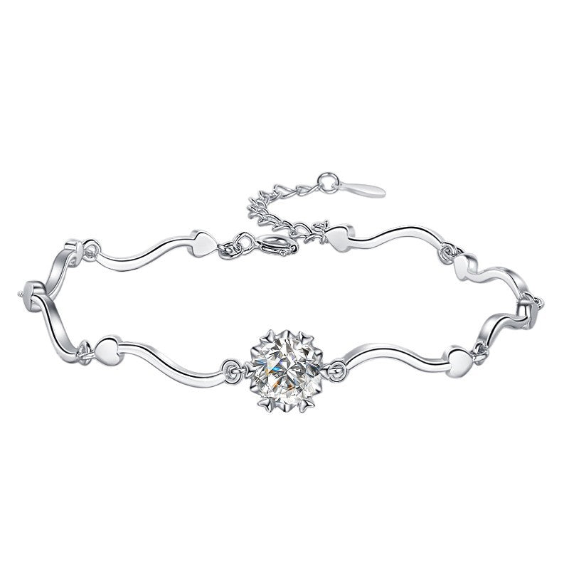 Simple Womens 1-Carat Moissanite Snowflake Bracelet In Sterling Silver
