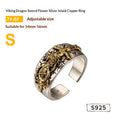 Dragon Sword Flower Viking Silver Ring Trendy
