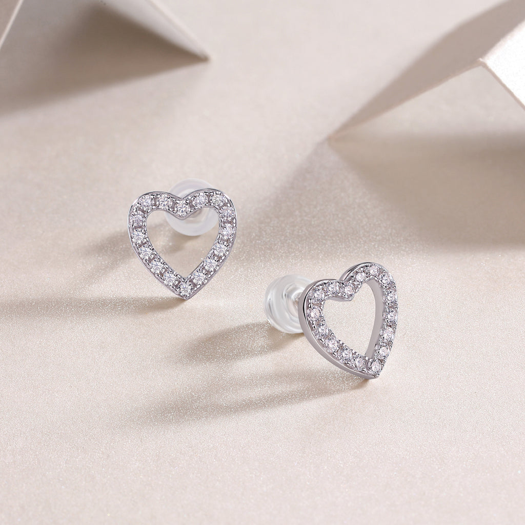 From The Heart - Premium Moissanite Luxury Fashion Light Luxury Jewelry Silver Stud Earrings S925 Silver Plated Platinum