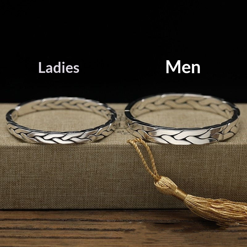 Silver-plated Double-strand Braided Couples Bracelet