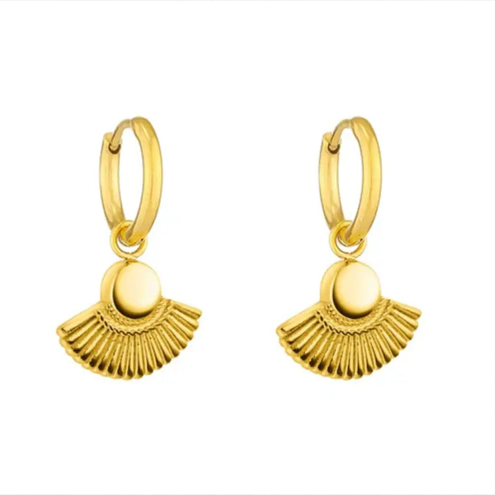Fan-shaped Elegant Minimalist Titanium Steel Ginkgo Leaf Drop Earrings In Silver