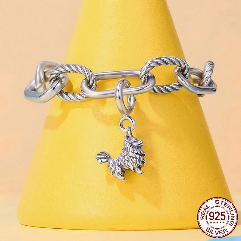 Original S925 Sterling Silver Pomeranian Pendant Closure Buckle