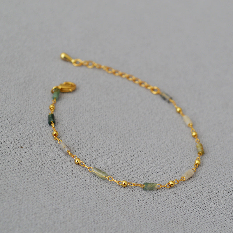 French-style Niche Vintage Refined Chic Minimalist Real Stone Bead Bracelet For Women
