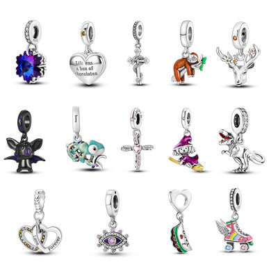 925 Silver Color Zirconium Devil's Eye Loose Beaded Hanging Ornament