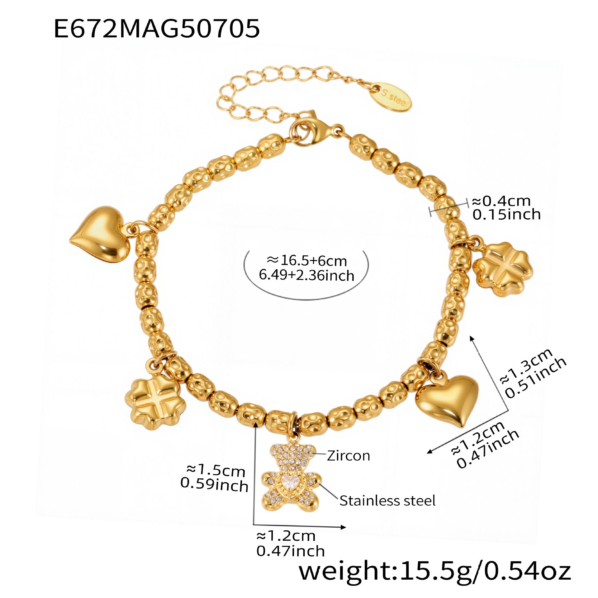 Ferris Wheel Heart Tassel Solitaire Bracelet