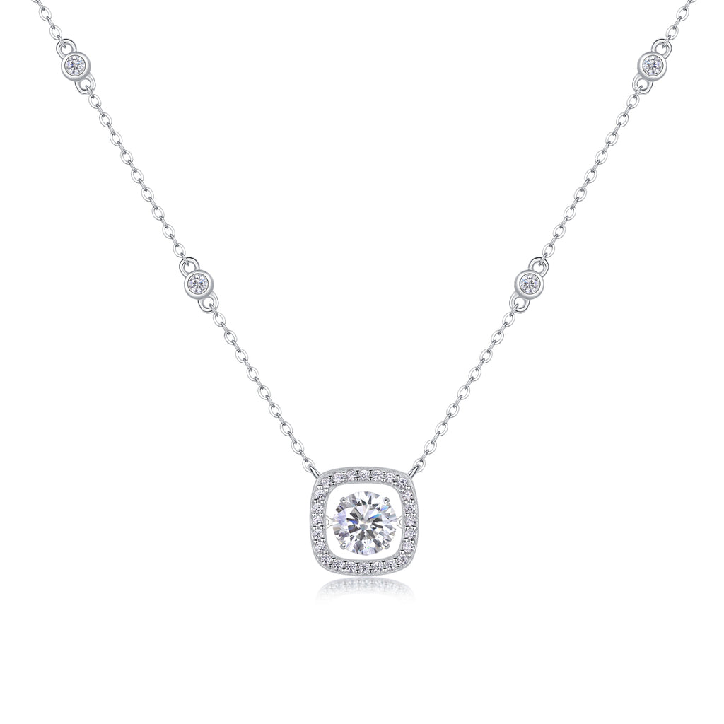 Sweet - Set With Top-quality Moissanite, Fashionable And Light Luxury Jewelry, Silver Pendant Necklace S925, Silver-plated Platinum