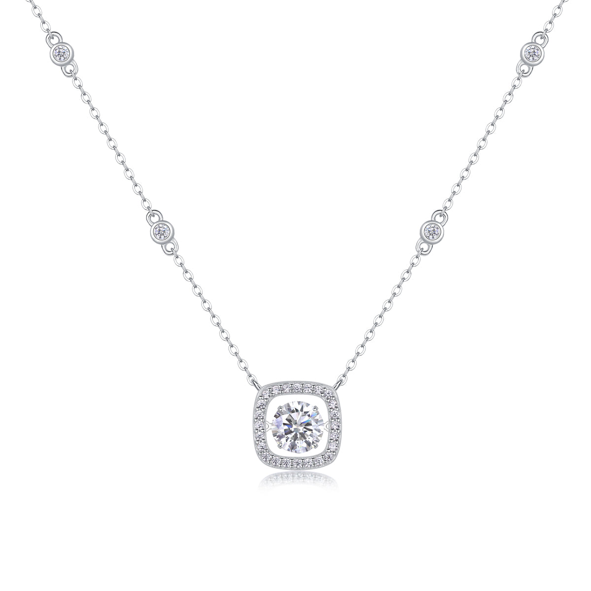Sweet - Set With Top-quality Moissanite, Fashionable And Light Luxury Jewelry, Silver Pendant Necklace S925, Silver-plated Platinum