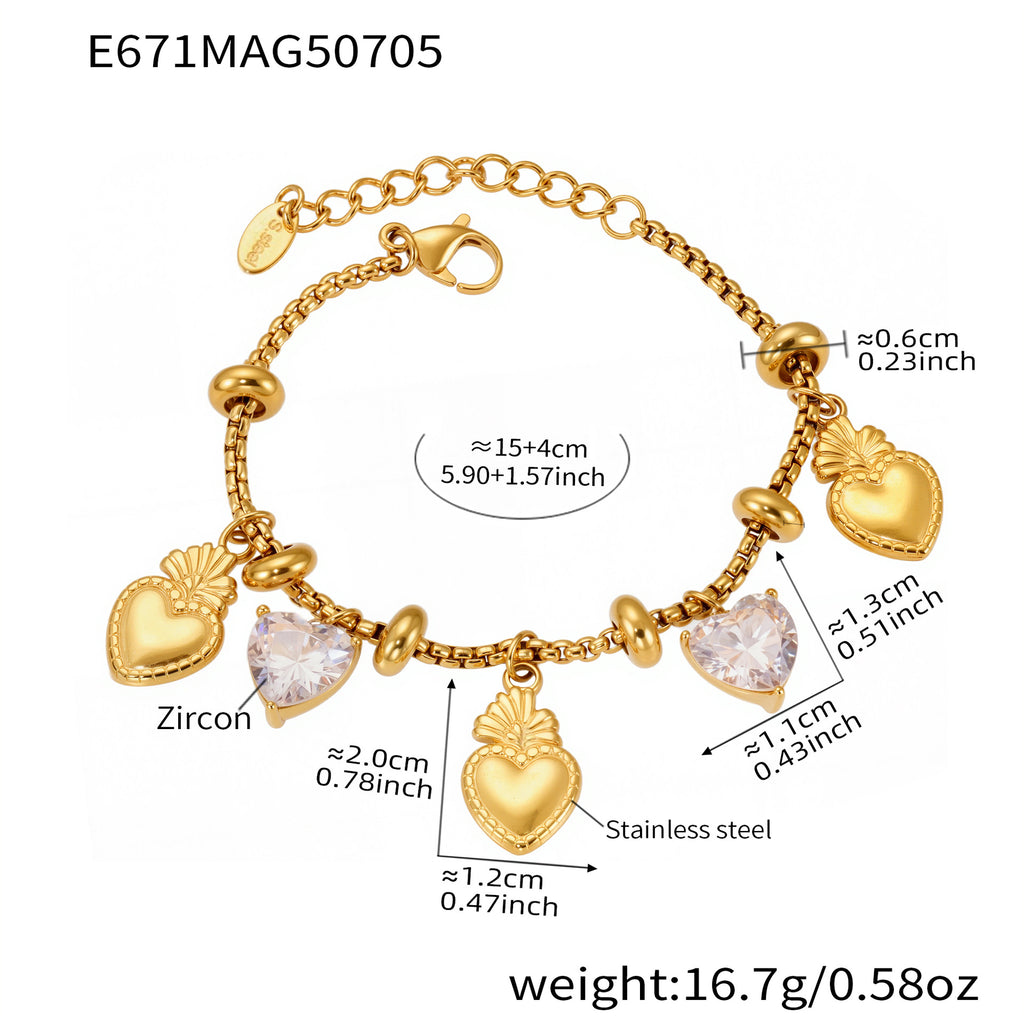 Ferris Wheel Heart Tassel Solitaire Bracelet