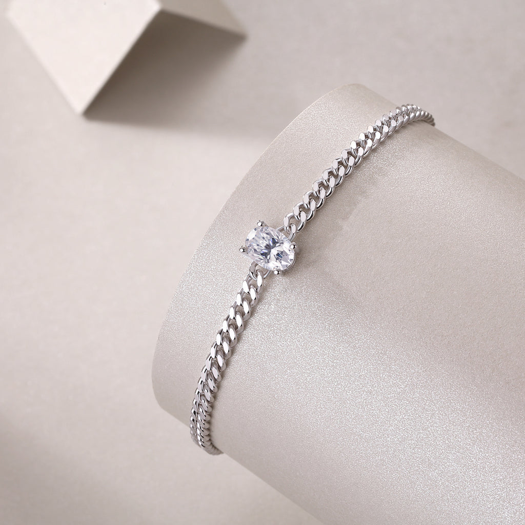 Breakthrough - Set With Top-quality Moissanite, Fashionable And Light Luxury Jewelry Silver Bracelet S925, Silver-plated Platinum