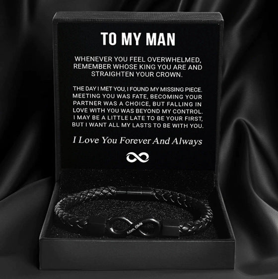 8 Leather Men's Magnetic Buckle Bracelet