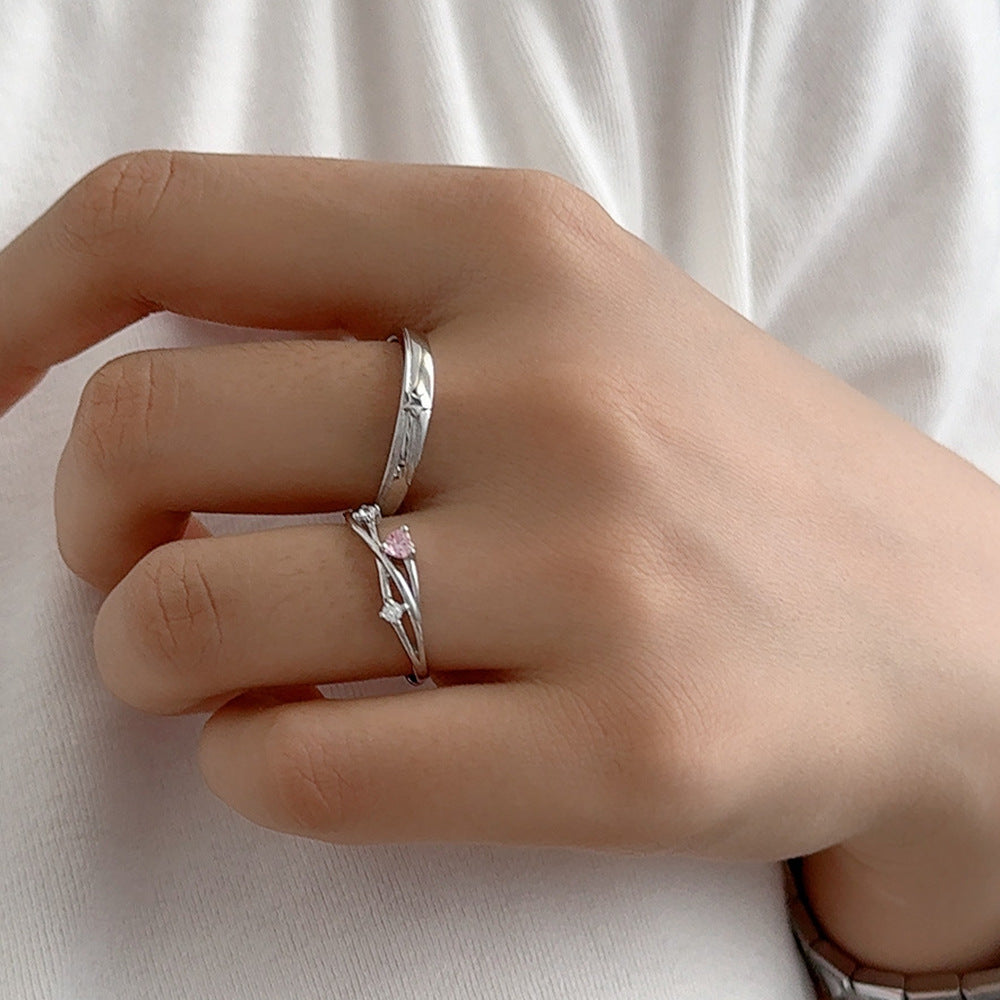 S925 Silver Ring For Women  Versatile Heart Shaped Diamond Band
