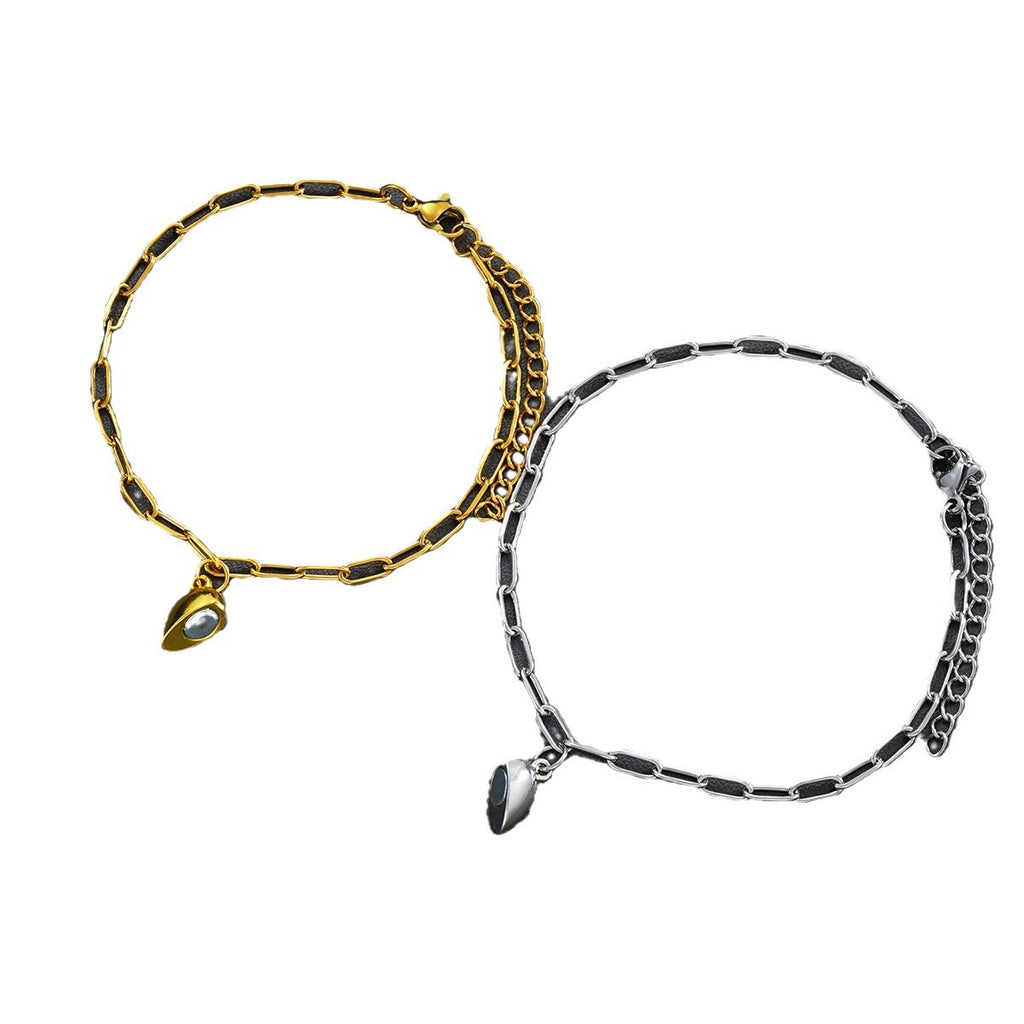 Stainless Steel Heart-Shaped Magnetic Couple Bracelets