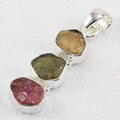 Handcrafted Rough Tourmaline Gemstone 925 Sterling Silver Jewelry Pendant