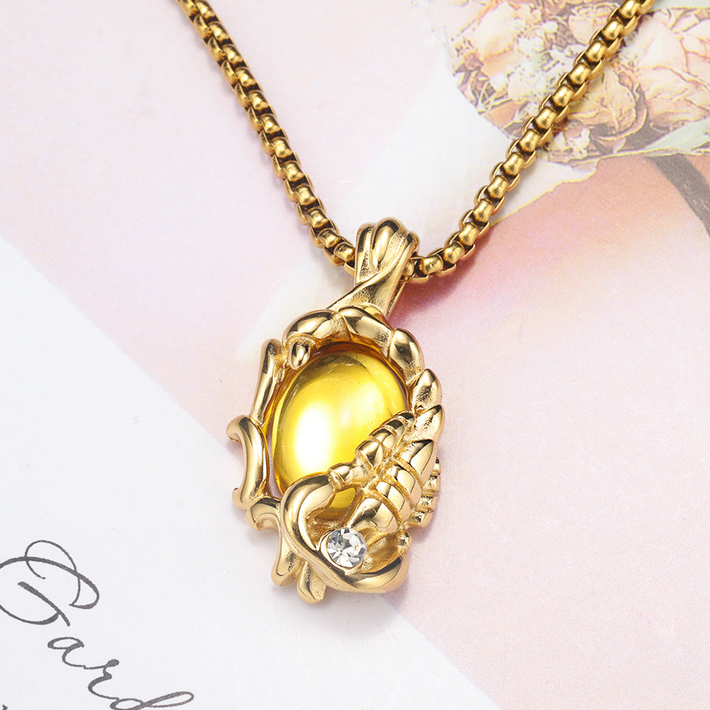Fashion Transparent Gem Men's Titanium Steel Pendant