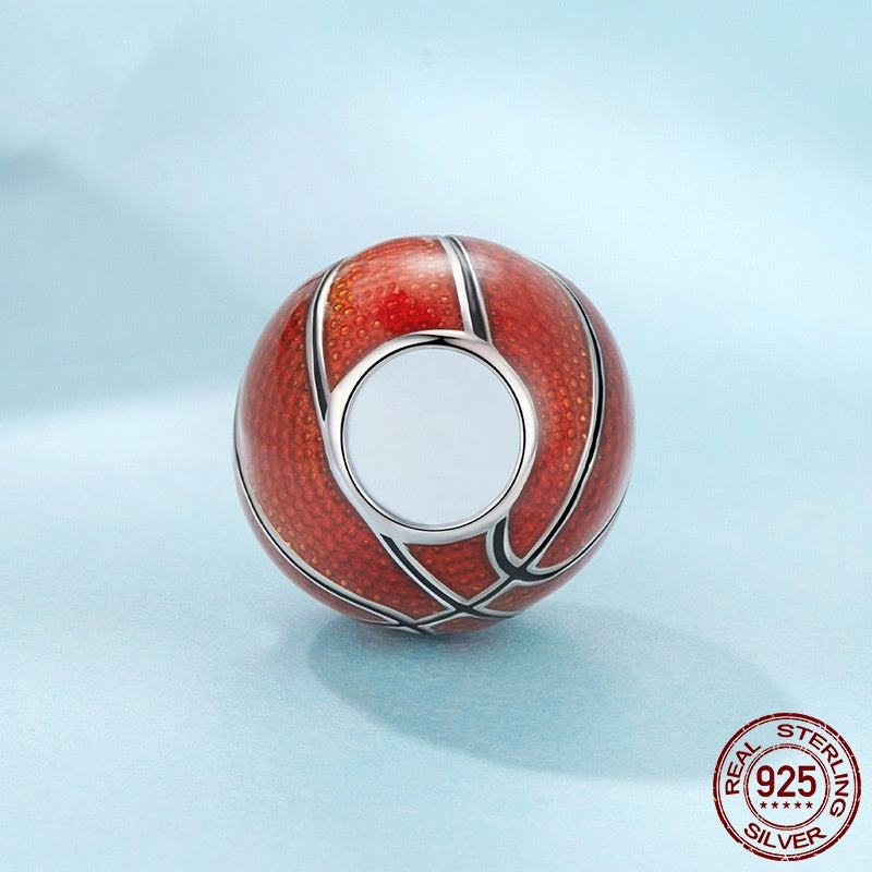 S925 Sterling Silver Basketball Scattered Beads Diy Bracelet Accessories