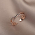 Womens Stylish Personalized Adjustable Micro-pave Rose Gold Ring