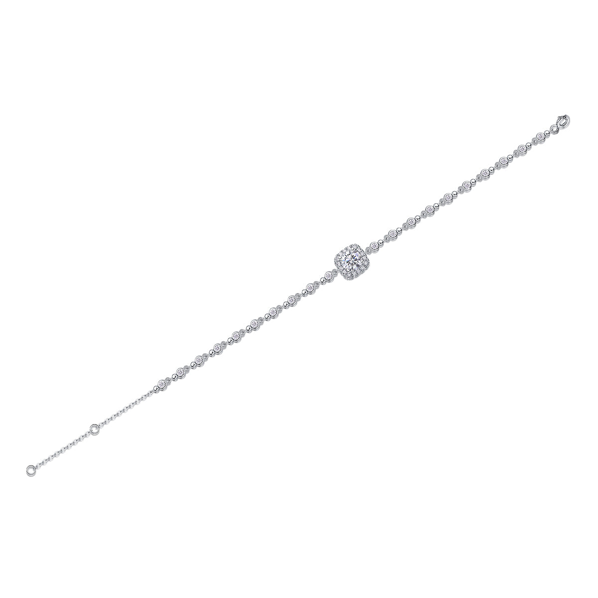 Surrounded By Stars - A Luxurious And Fashionable Light Luxury Jewelry Silver Bracelet And Bracelet Set With Top-quality Moissanite, S925 Silver-plated Platinum