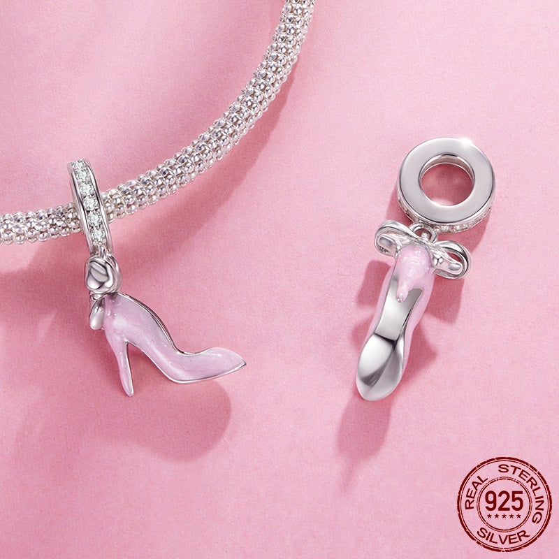 High Heels S925 Sterling Silver Pendant Diy Bracelet String Beads