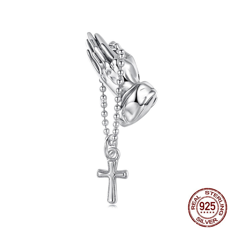 Chain Cross Diy Beaded S925 Sterling Silver String Ornament