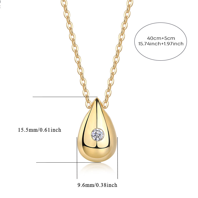 Dreamy Water Drop - A Fashionable And Trendy Necklace Pendant Set With Top-quality Moissanite S925 Silver And Gold-plated. It Can Be Tested With A Diamond Pen
