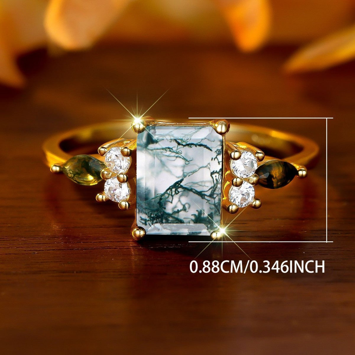 Light-luxury Geometric Edge Horse-eye Aquascaping Ring